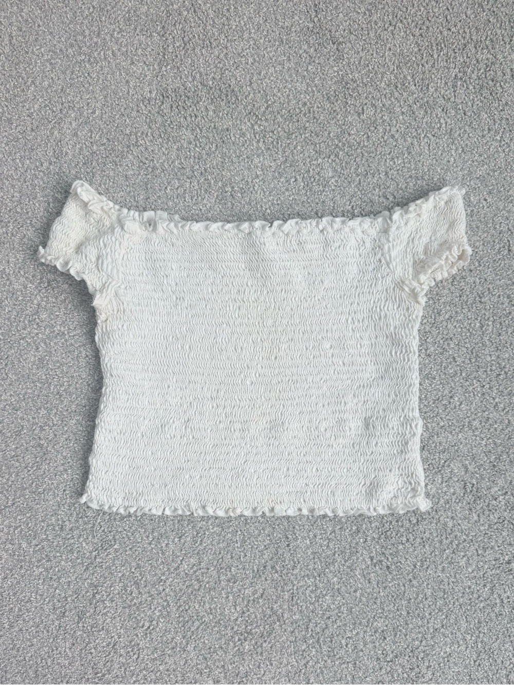 Kimchi Blue White Off-Shoulder Smocked Crop Top